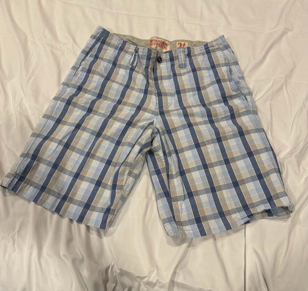 Y2K Vintage Mossimo Supply Co. Men's Blue Plaid Cotton